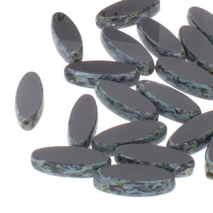 Czech Glass Beads Table Cut Oval Jet Picasso