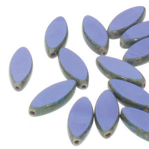 Czech Glass Beads Table Cut Oval Blue Picasso