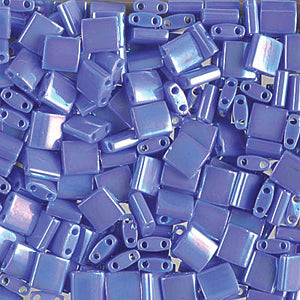 Square tila two holed bead Opaque periwinkle 