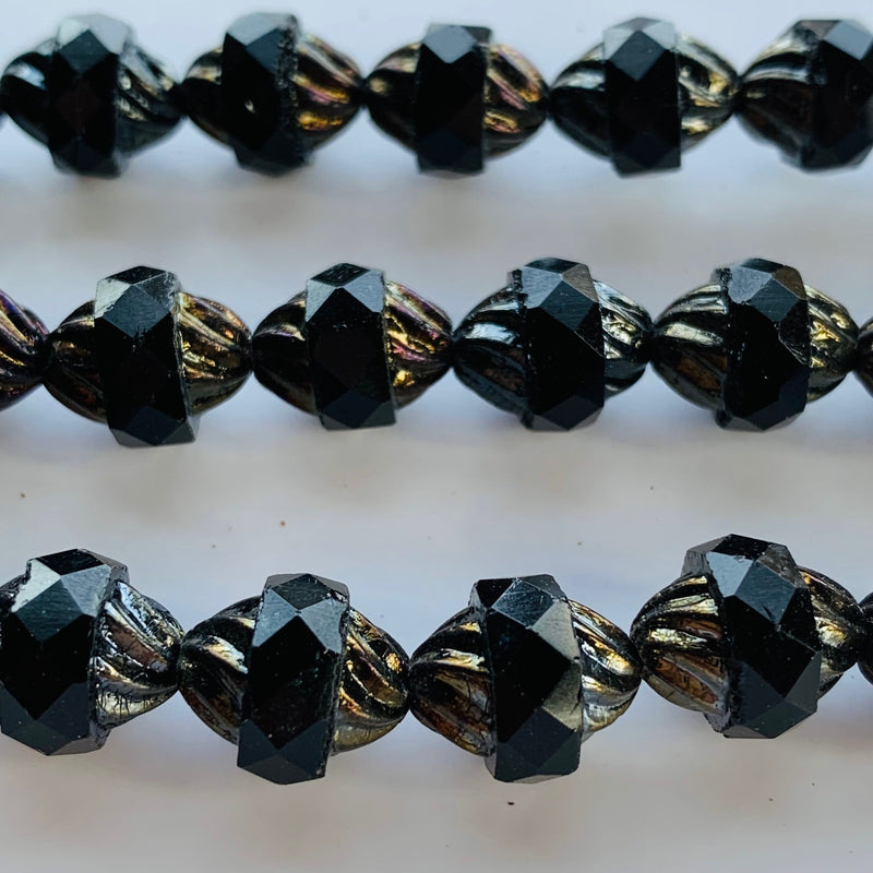 Turbine Czech Bead Jet Rainbow Iris 11x10mm