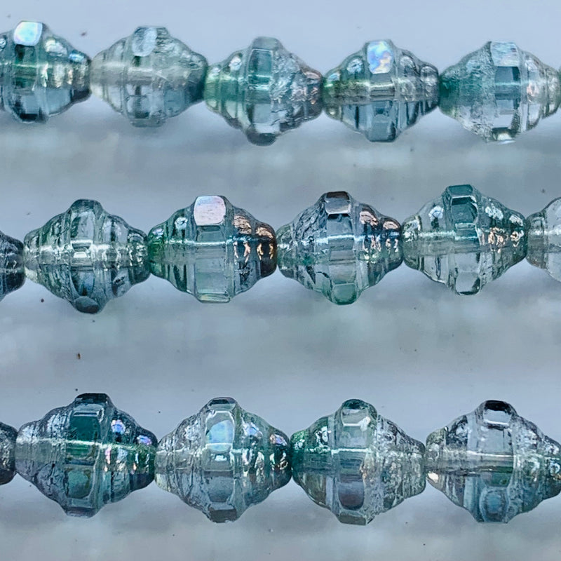 Turbine Czech Bead Dark Ocean Green Luster 7x6mm