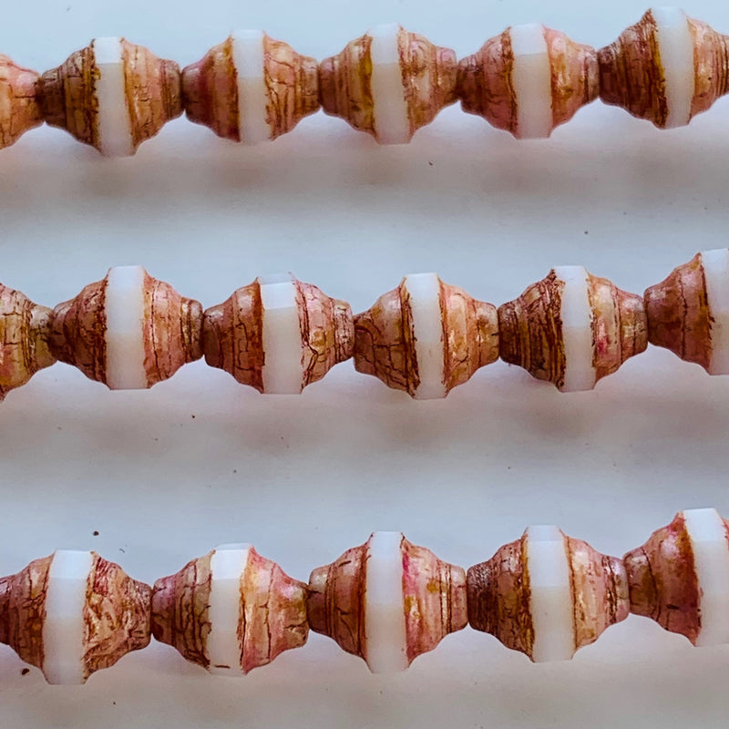 Turbine Czech Bead White Rose Travertine 11x10mm