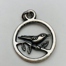Sitting Bird in a Ring Charm, Silver
