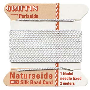 Griffin Silk Beading Cord for Knotting & Stringing, White