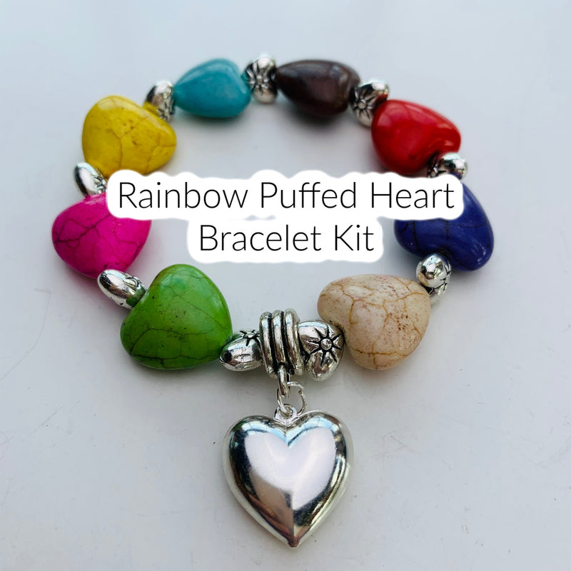 Beaded Jewelry Making Rainbow Puffed Heart Bracelet Kit
