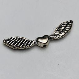 Winged Heart Charm, Silver