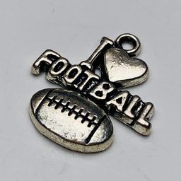 I Love Football Charm, Silver