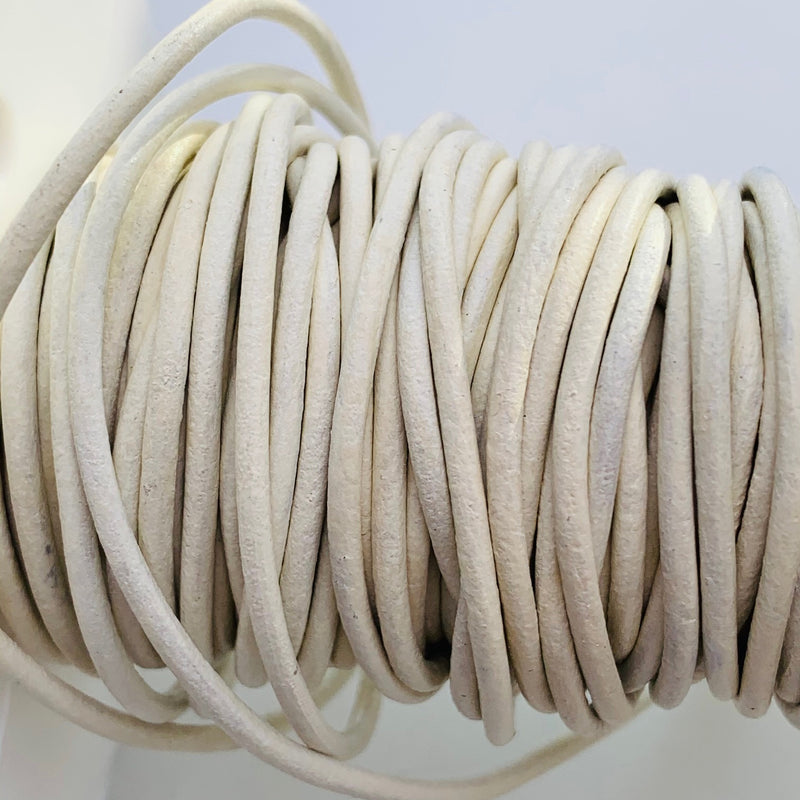 Matte White Leather Cord 1.5mm, 1 Yard