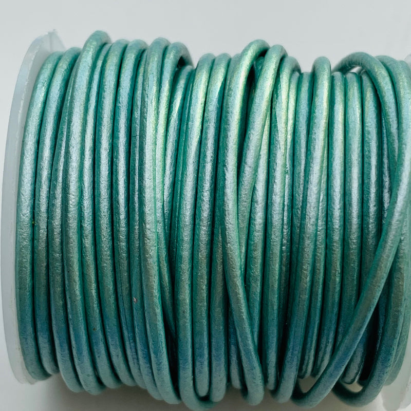 Metallic Mint Leather Cord 1mm, 1 Yard