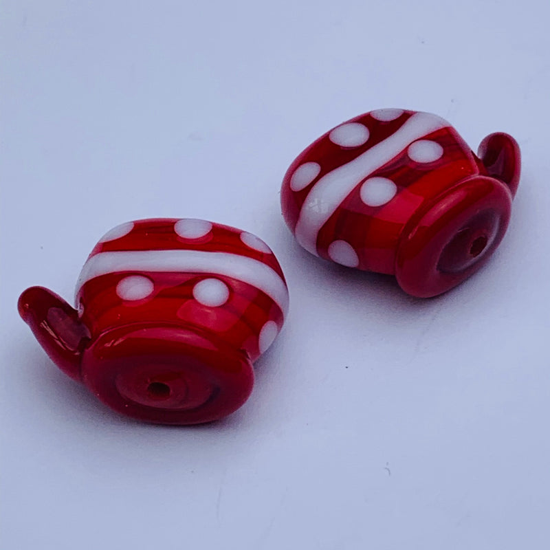 Red Mitten Lampwork Glass Bead