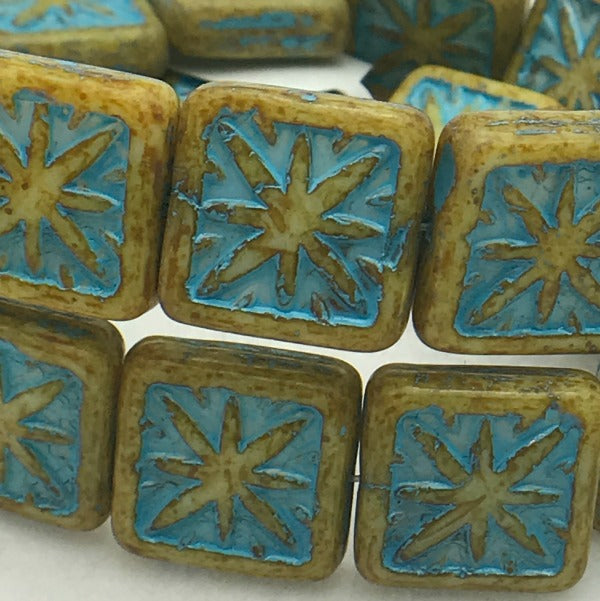 Square Compass Czech Glass Beads 15mm