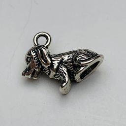 Sitting Dog Charm, Silver