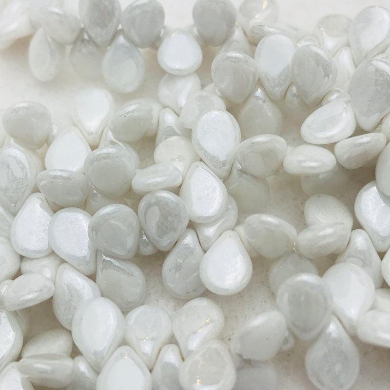 White Luster Pip Czech Glass Bead 7mm