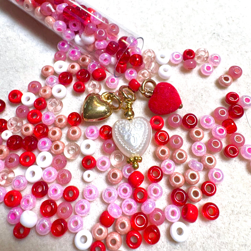 6/0 Seed Bead Mix, Valentines Day, 10g