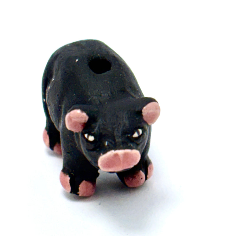 Peruvian Ceramic Black Pig Bead