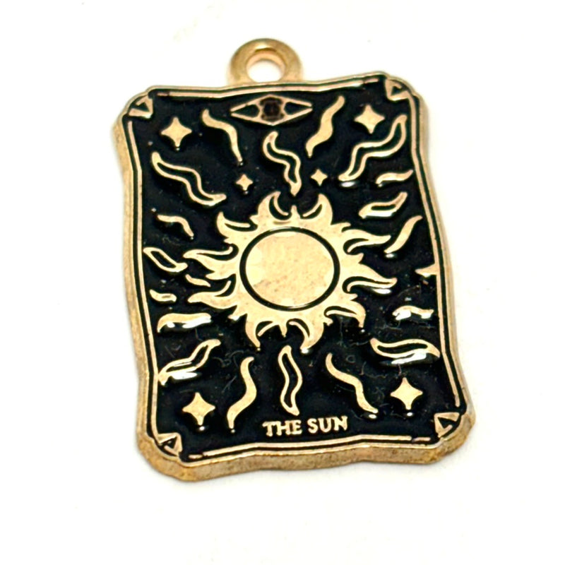 Tarot Card Charms, Black Enamel & Gold 30mm