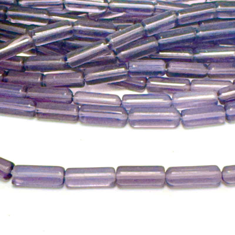 Amethyst Translucent Glass Tube Beads, 5x10mm