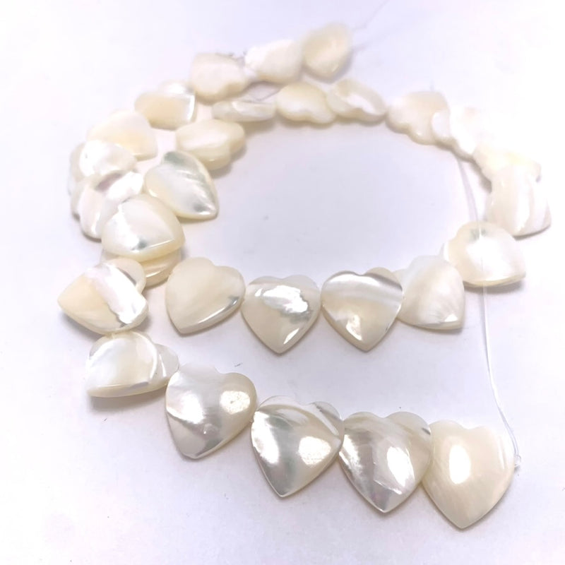 Mother of Pearl Heart Beads, 25mm