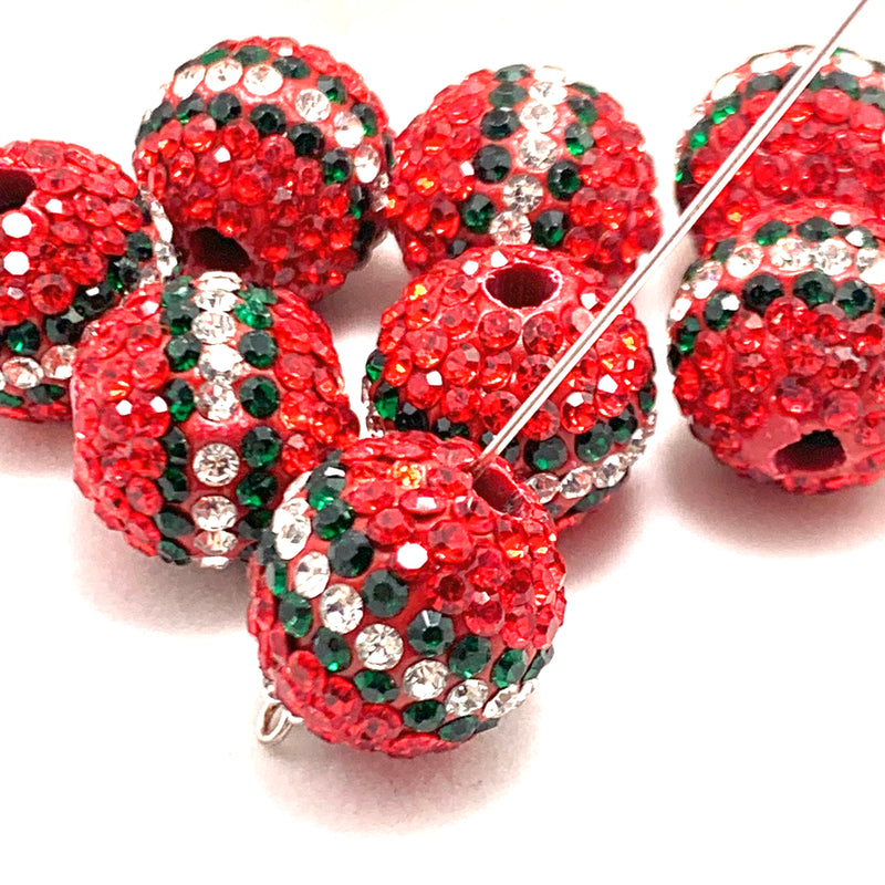 Christmas Rhinestone Sparkle Beads, 16mm