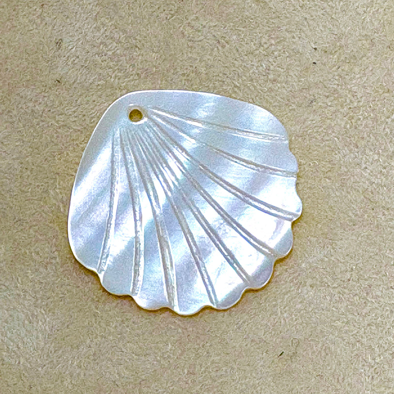 Mother of Pearl Scallop Shell Pendant, 27mm