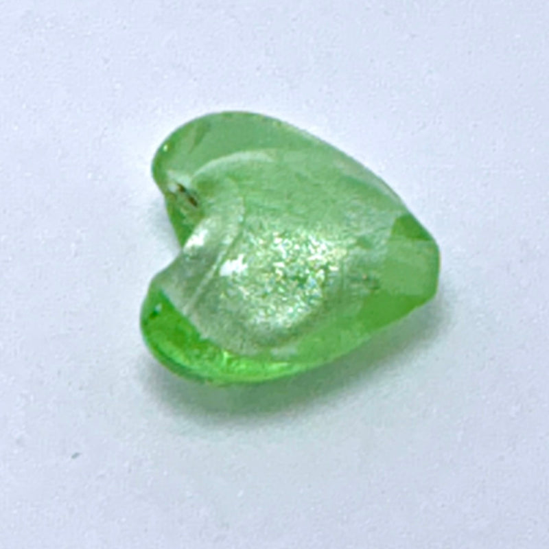 14mm Faceted Lampwork Heart Bead, Green