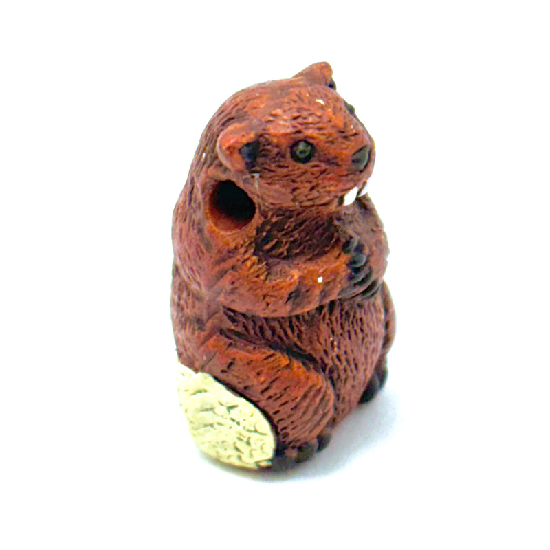 Peruvian Ceramic Brown Beaver Bead