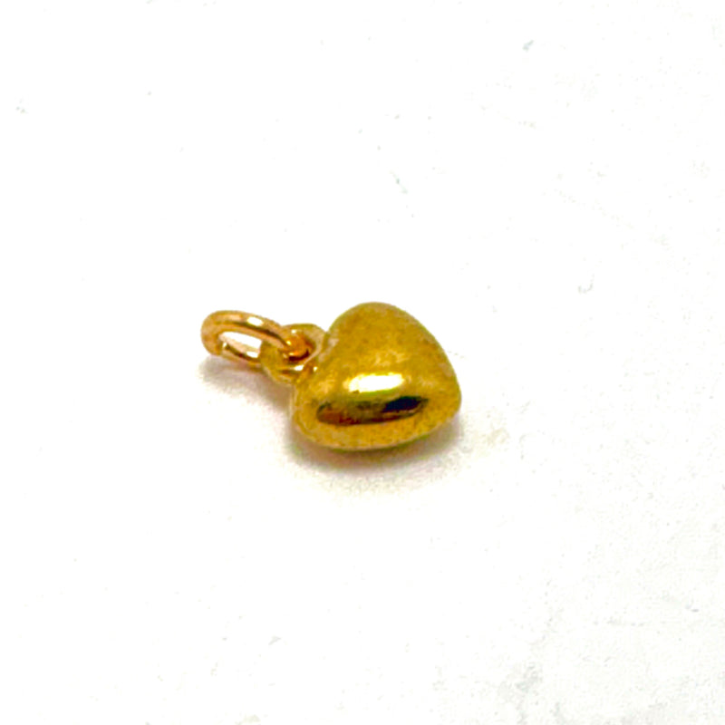 Small Puffed Heart Charm, 10mm Gold Plate