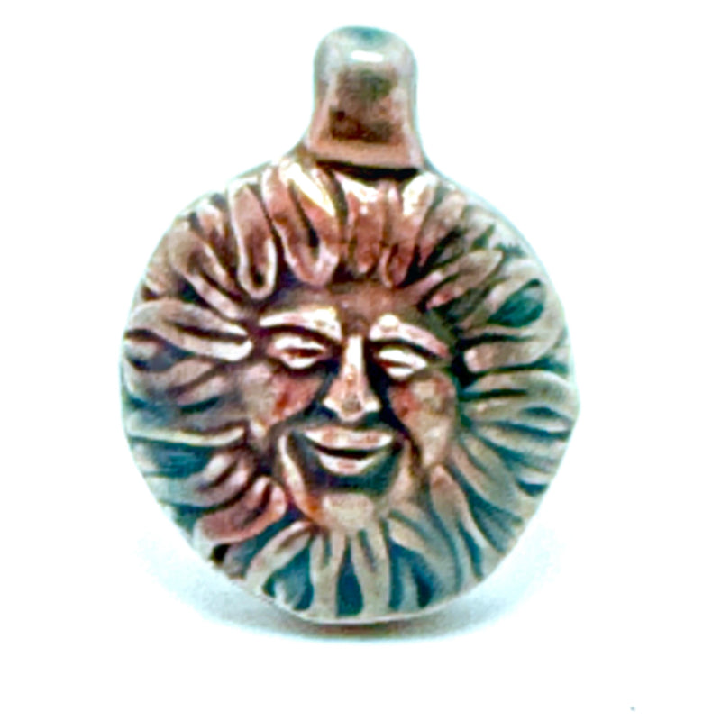Sun Face Peruvian Ceramic Raku Pendant, 30mm