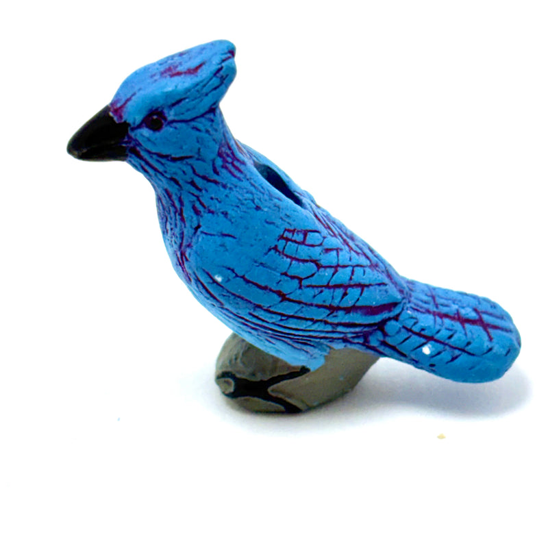 Peruvian Ceramic Blue Jay Bead