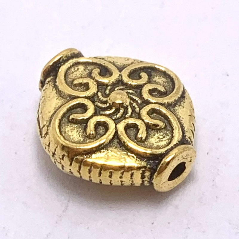 Gold Plated Clover Imprinted Bead, 14mm