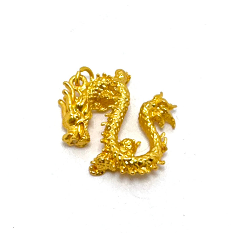 Gold Enameled Dragon Charm, 25mm