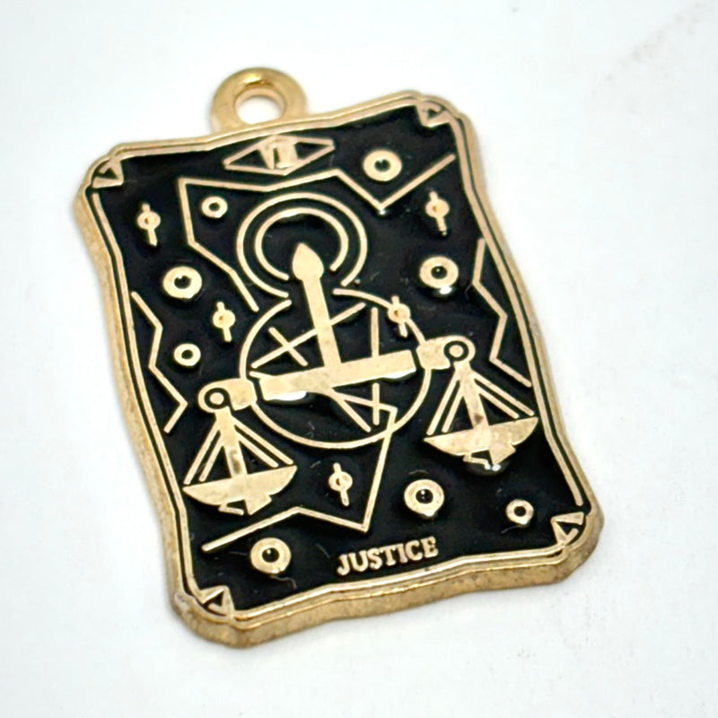 Tarot Card Charms, Black Enamel & Gold 30mm