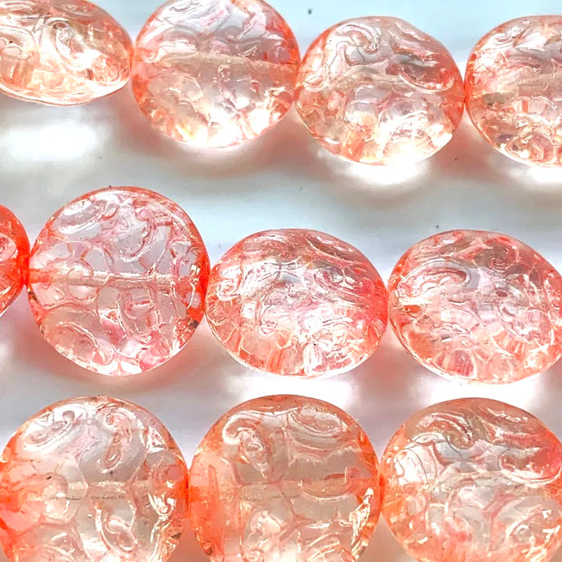 Button Coin Czech Beads Lt. Pink 13mm