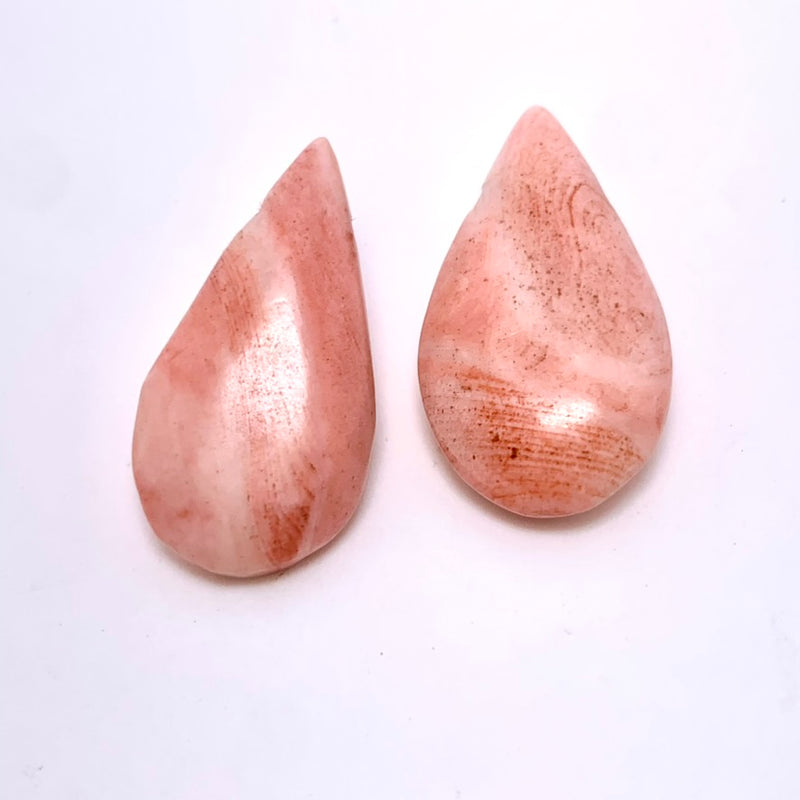 Pink Bamboo Coral Smooth Teardrop Briolette Pair, Approx. 26mm