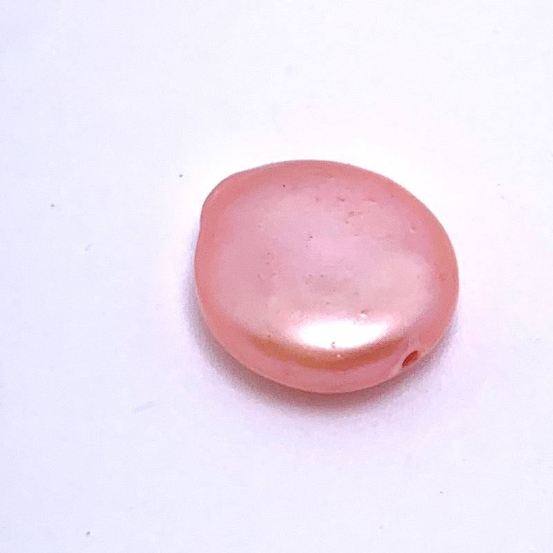Coin-Shaped Freshwater Pearl Focal Bead, Dark Pink  0-12mm
