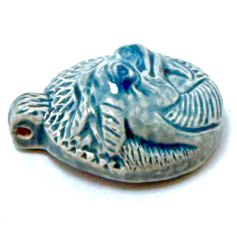 Dragon Head Peruvian Ceramic Raku Pendant, 32mm
