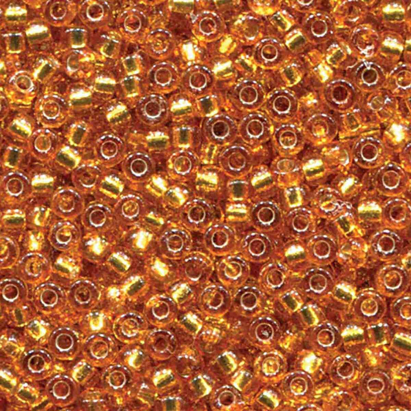 6/0 Miyuki Duracoat Silver Lined Dyed Amber Gold, 20 grams