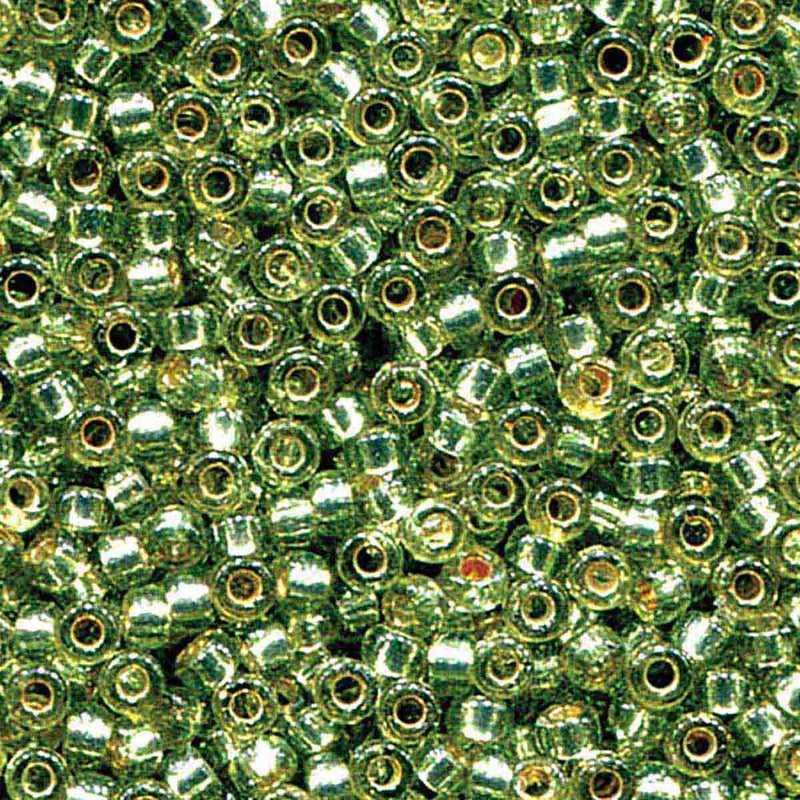 6/0 Miyuki Duracoat Silver Lined Dyed Green, 20 grams