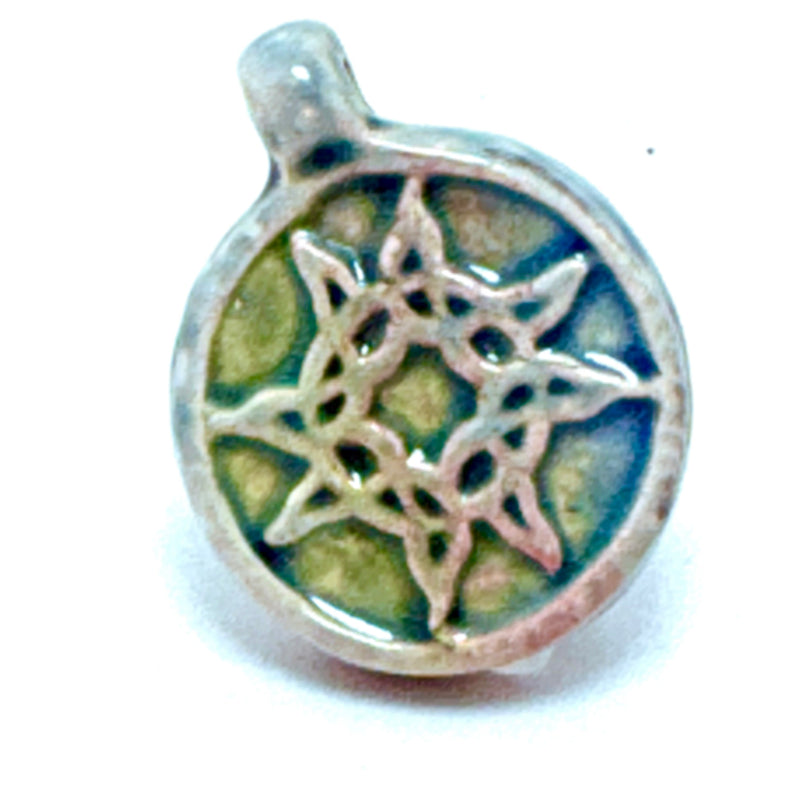 Sunburst Peruvian Ceramic Raku Pendant, 28mm