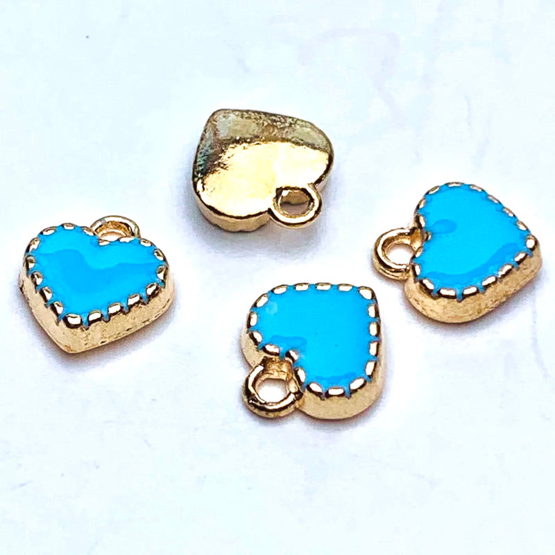 Heart Charm Blue Enamel, Gold Plated
