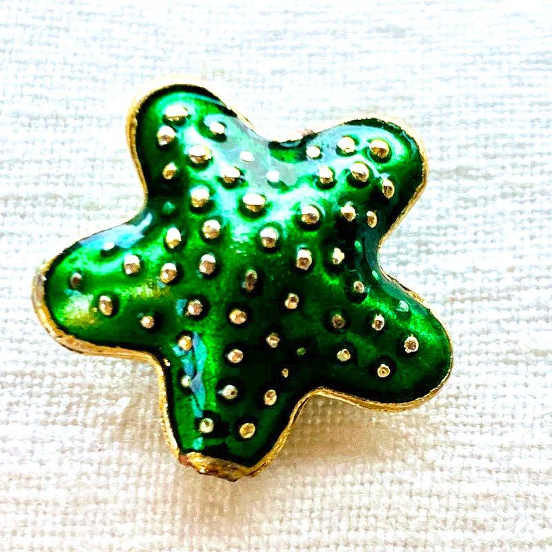 Cloisonne Starfish Bead, Dark Green 20mm