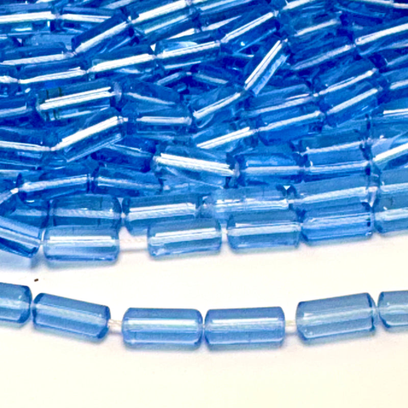 Periwinkle Translucent Glass Tube Beads, 5x10mm