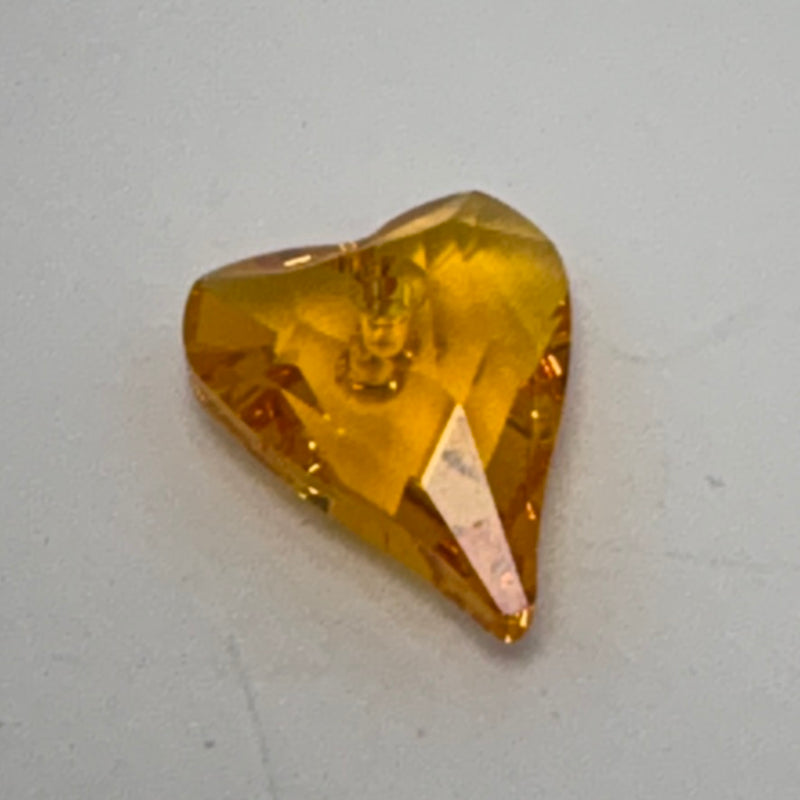 18mm Amber Swavorski Crystal Wild Heart Faceted Pendant