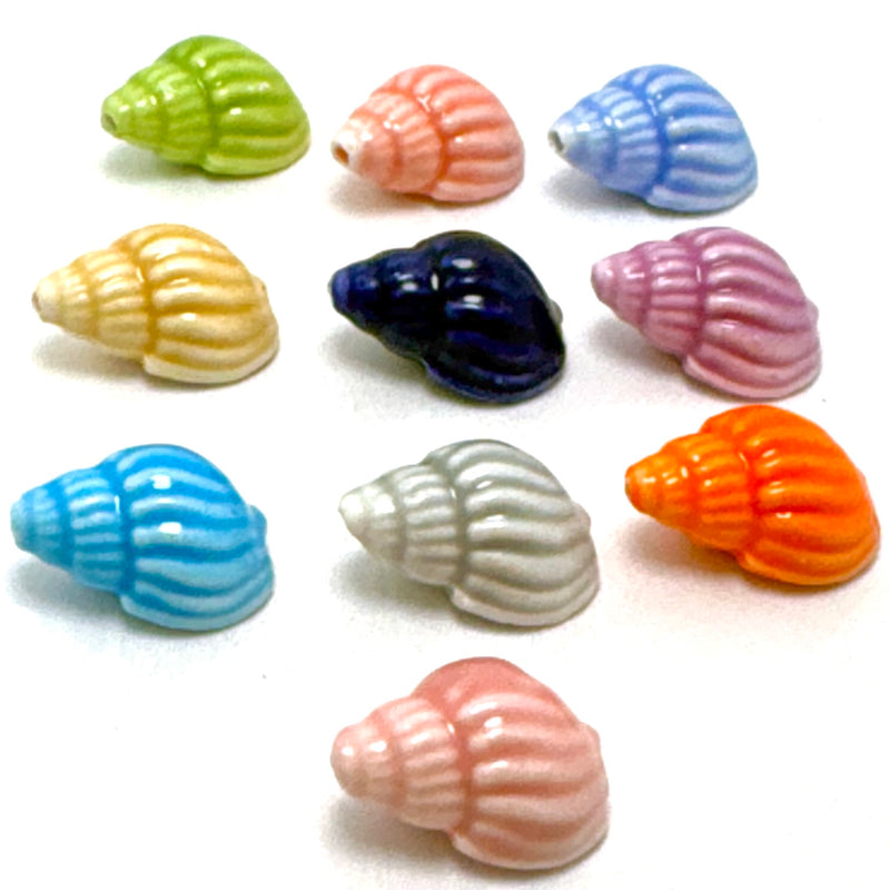 Colored Ceramic Turbine Shell Beads, Sold Individually