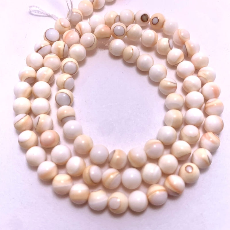 Natural Pale Pink Conch Shell Beads – 5mm Round |