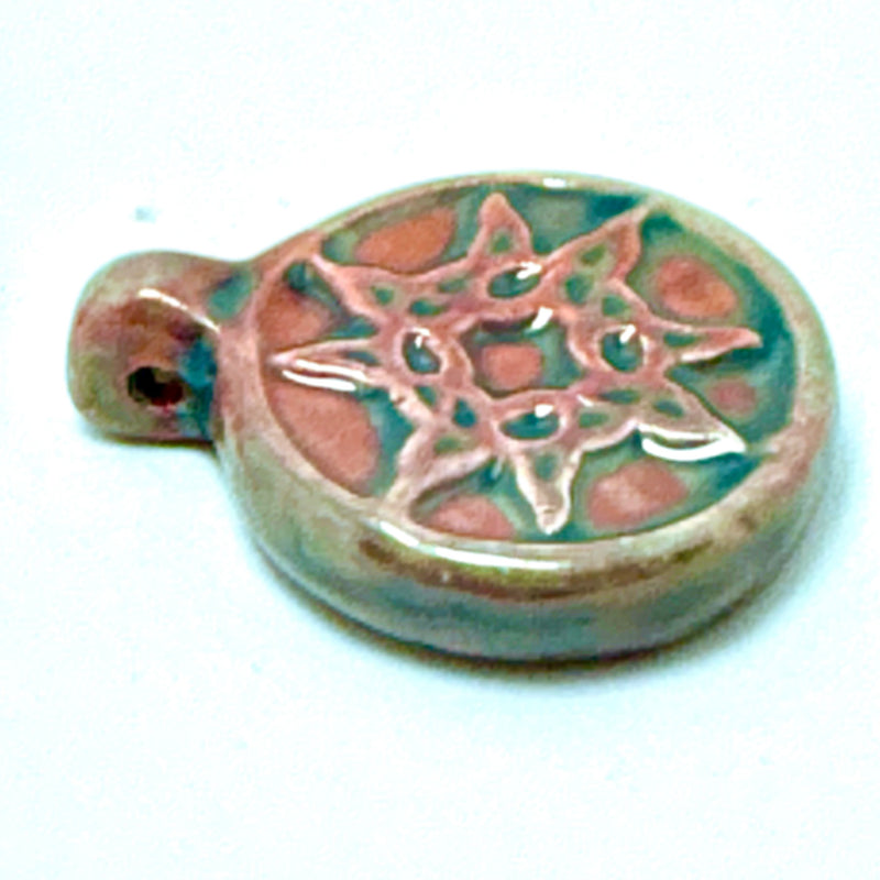 Sunburst Peruvian Ceramic Raku Pendant, 28mm