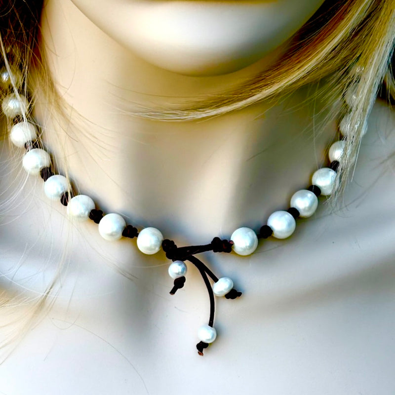 Rustic Pearl Necklace, Reversible Design