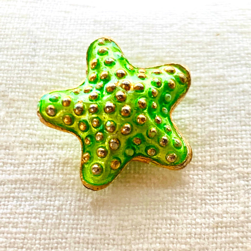 Cloisonne Starfish Bead, Lime 20mm