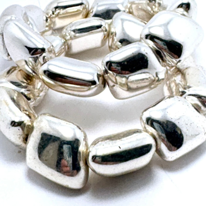 Angular Square Smooth Silver Plated Beads, 16mm