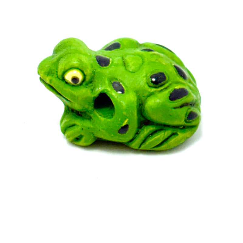 Peruvian Ceramic Green Frog Bead